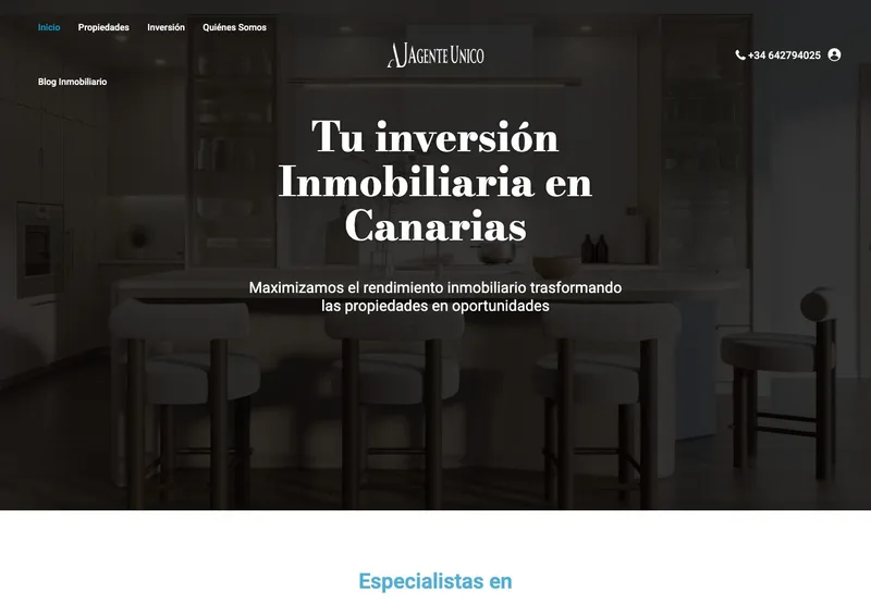 Homepage desktop di Agente Unico, acquisita il 25 ottobre 2026