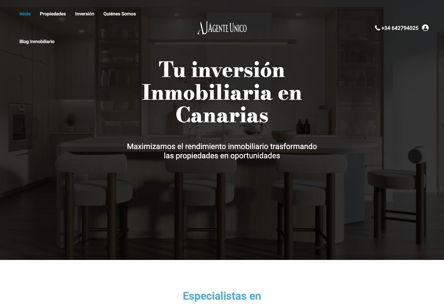 Homepage attuale di Agente Unico, acquisita il 25 ottobre 2026