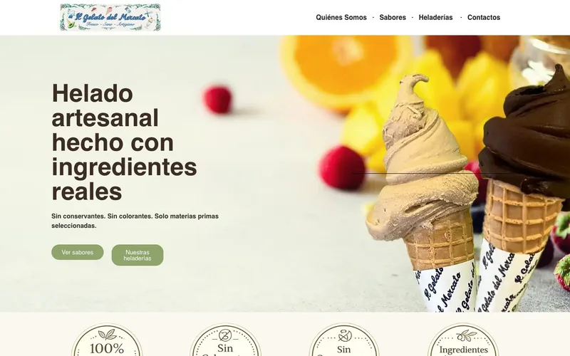 Homepage attuale di Il Gelato del Mercato, acquisita il 26 ott 2026