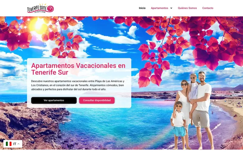 Homepage attuale di Tenerife Suite, acquisita il 26 ott 2026