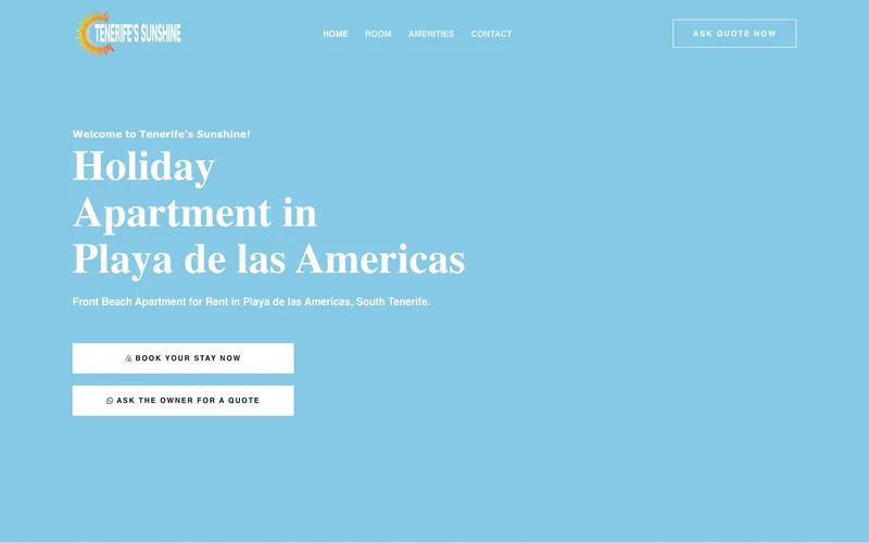 Homepage attuale di Tenerife Sunshine, acquisita il 26 ott 2026